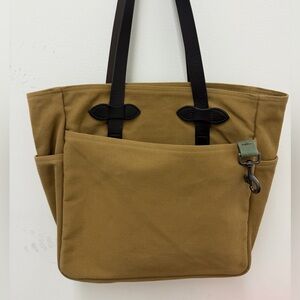 FILSON RUGGED TWILL OPEN TOTE BAG TAN WITH KEY CLIP RARE